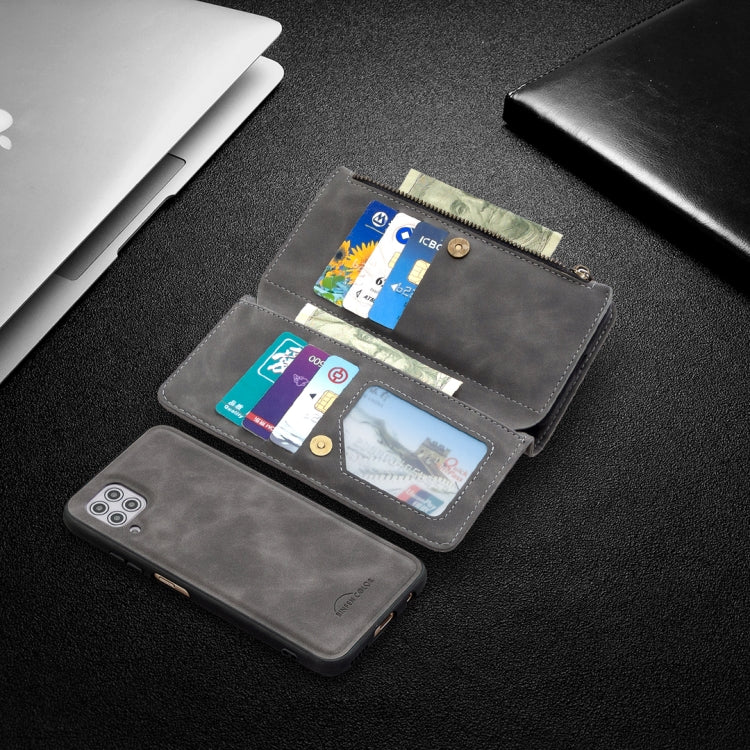 For Huawei P40 Lite Skin Feel Detachable Magnetic Zipper Horizontal Flip PU Leather Case with Holder & Card Slots & Wallet & Photo Frame & Lanyard