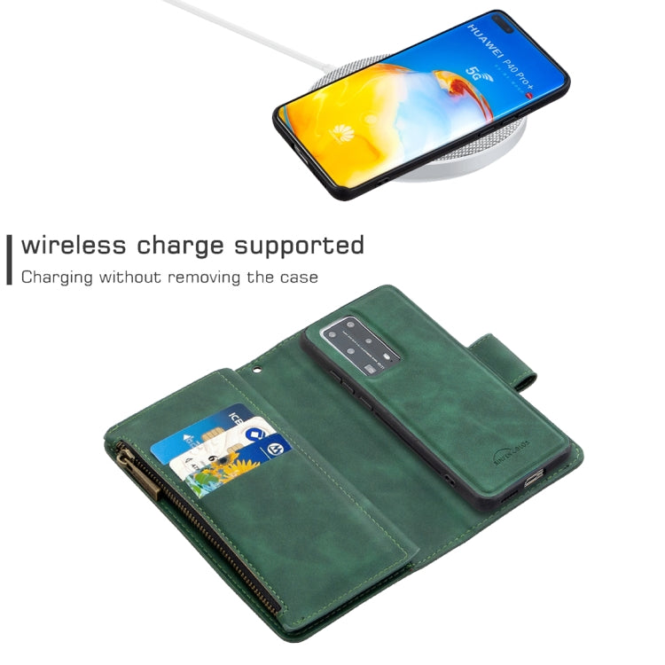 For Huawei P40 Pro Skin Feel Detachable Magnetic Zipper Horizontal Flip PU Leather Case with Holder & Card Slots & Wallet & Photo Frame & Lanyard