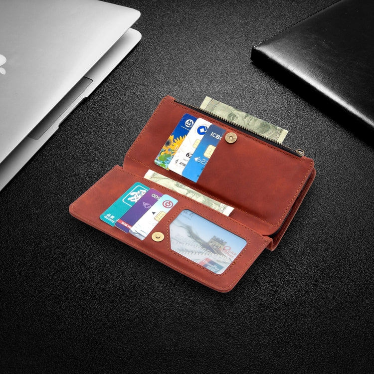 For Huawei P Smart (2019) Skin Feel Detachable Magnetic Zipper Horizontal Flip PU Leather Case with Holder & Card Slots & Wallet & Photo Frame & Lanyard