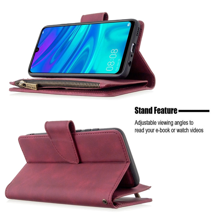 For Huawei P Smart (2019) Skin Feel Detachable Magnetic Zipper Horizontal Flip PU Leather Case with Holder & Card Slots & Wallet & Photo Frame & Lanyard