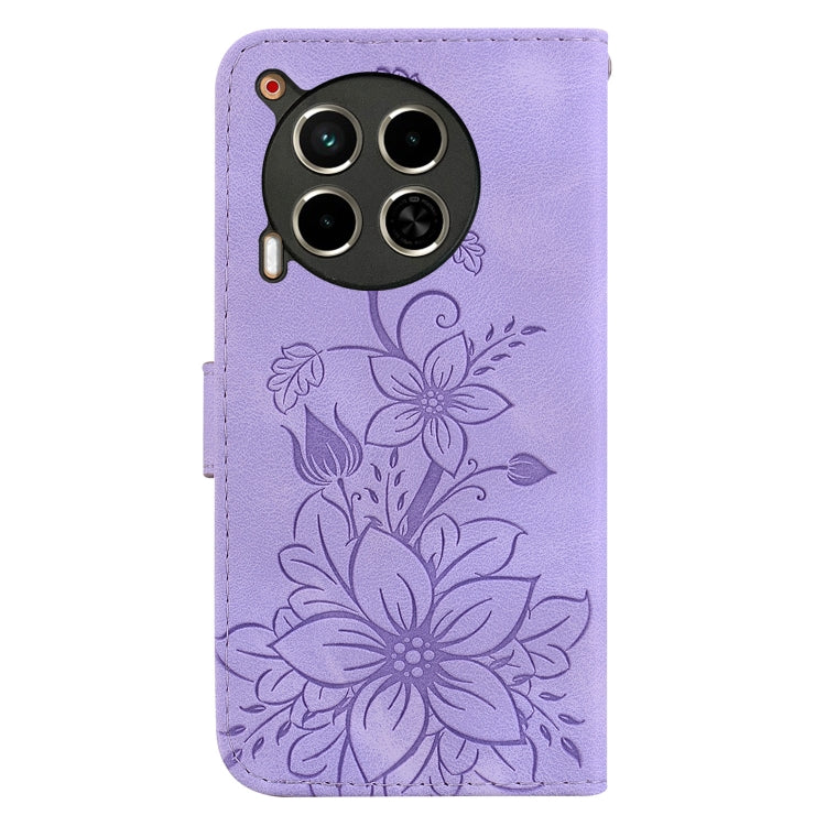 For Tecno Camon 30 4G / 5G / CL6 / CL7 Lily Embossed Leather Phone Case