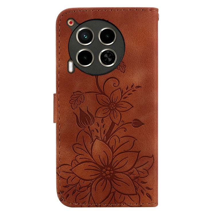 For Tecno Camon 30 4G / 5G / CL6 / CL7 Lily Embossed Leather Phone Case