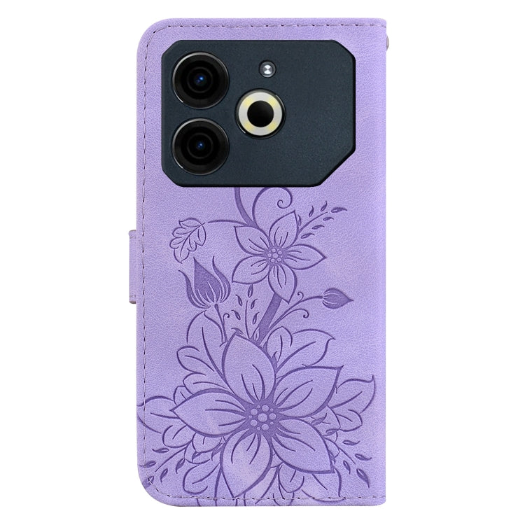 For Tecno Pova 6 Neo Lily Embossed Leather Phone Case