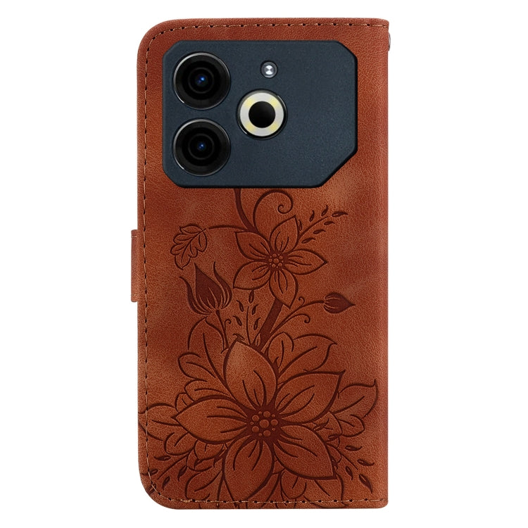 For Tecno Pova 6 Neo Lily Embossed Leather Phone Case