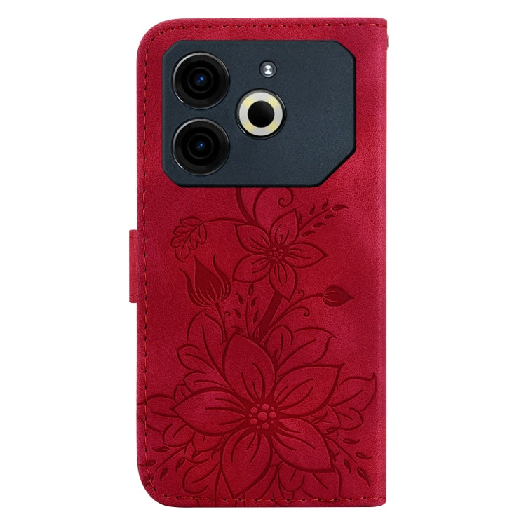 For Tecno Pova 6 Neo Lily Embossed Leather Phone Case