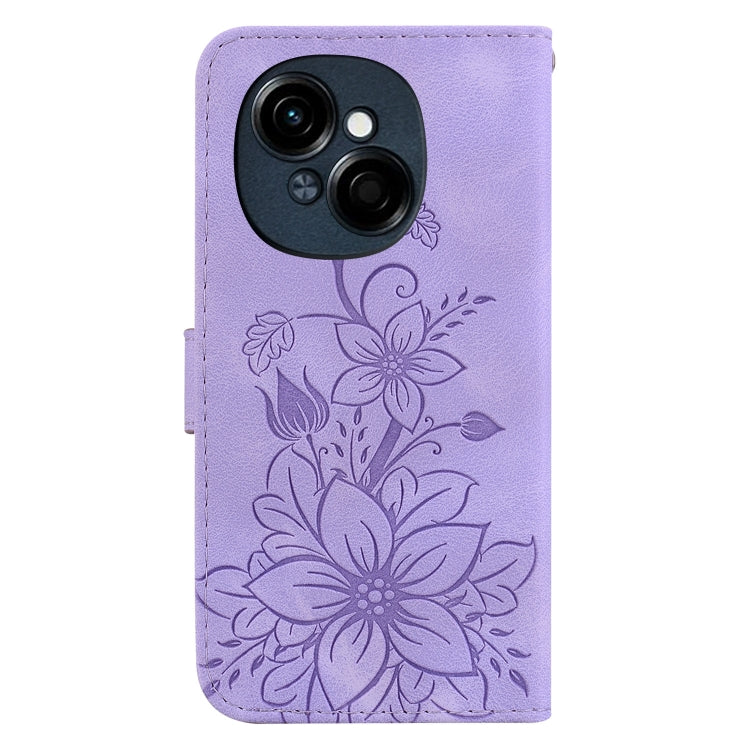For Tecno Spark Go 1 / Pop 9 Pro Lily Embossed Leather Phone Case