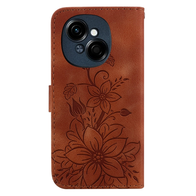 For Tecno Spark Go 1 / Pop 9 Pro Lily Embossed Leather Phone Case