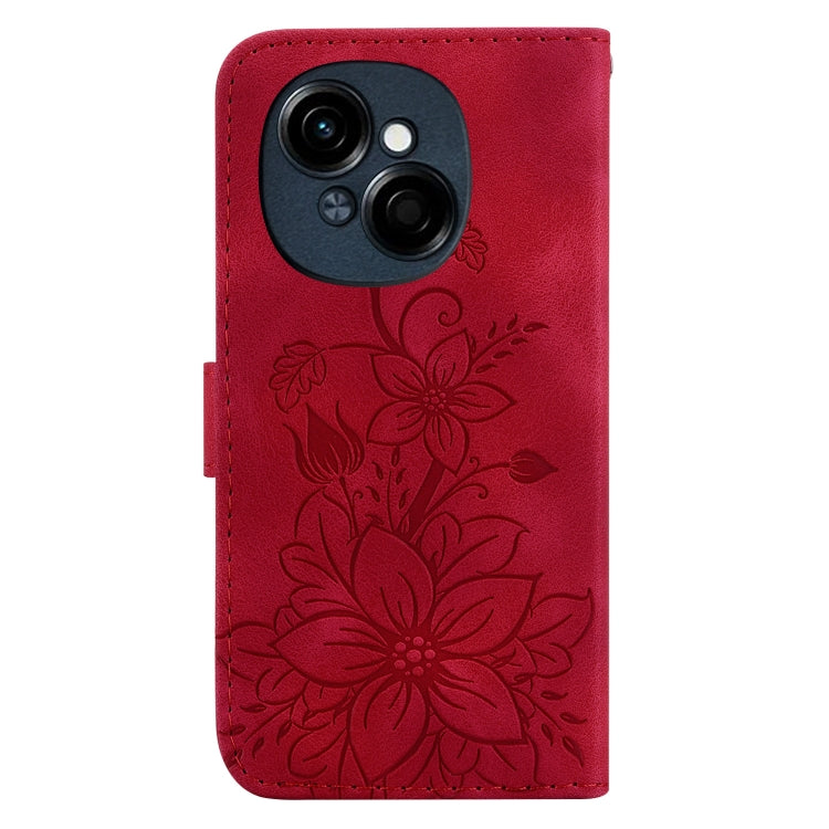 For Tecno Spark Go 1 / Pop 9 Pro Lily Embossed Leather Phone Case