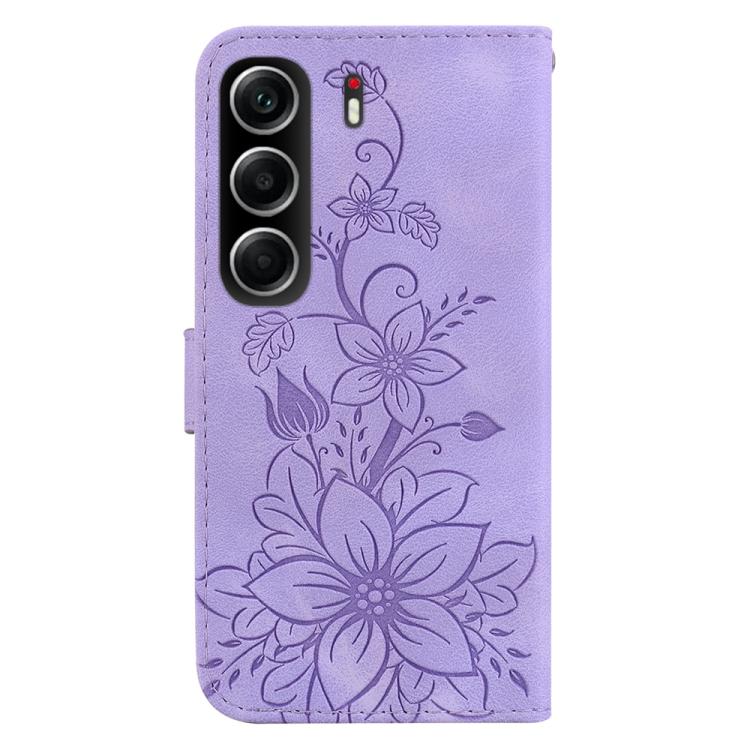 For Tecno Camon 40 Lily Embossed Leather Phone Case