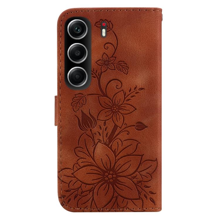 For Tecno Camon 40 Lily Embossed Leather Phone Case