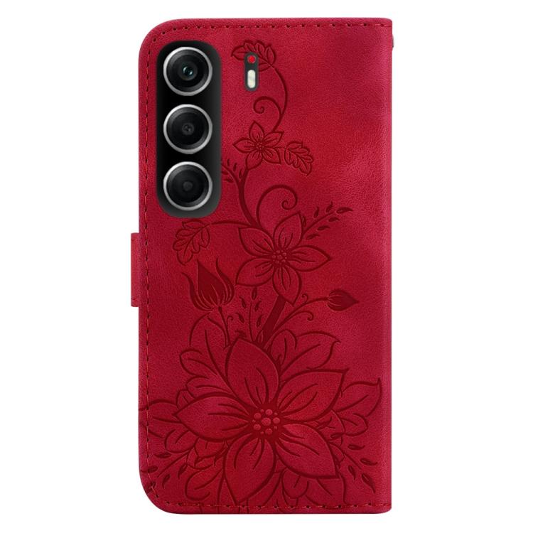 For Tecno Camon 40 Lily Embossed Leather Phone Case