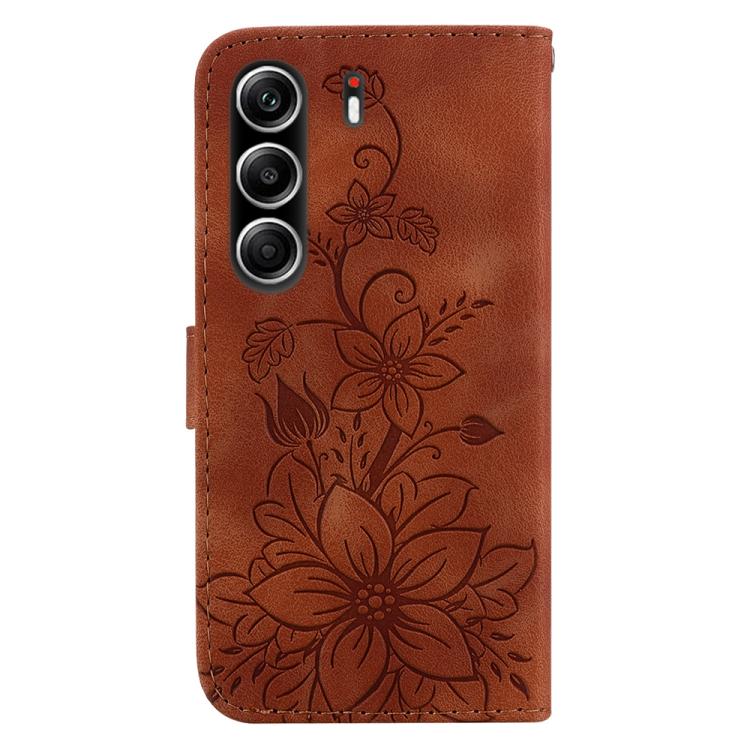 For Tecno Camon 40 Pro 4G Lily Embossed Leather Phone Case