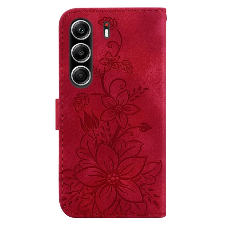 For Tecno Camon 40 Pro 4G Lily Embossed Leather Phone Case