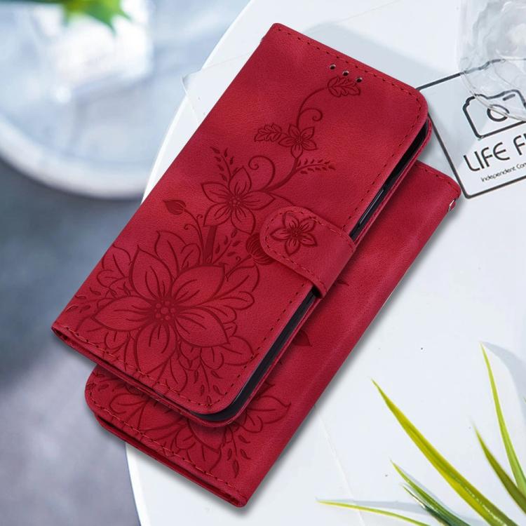 For Tecno Pop 10 / Spark Go 2 4G Lily Embossed Leather Phone Case