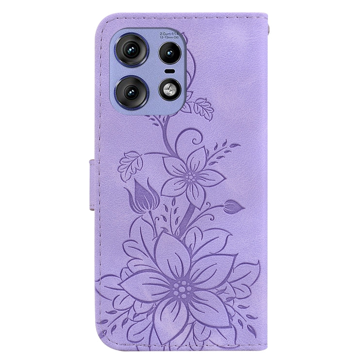 For Motorola Edge 50 Pro Lily Embossed Leather Phone Case