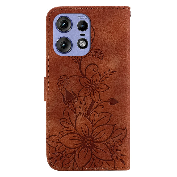 For Motorola Edge 50 Pro Lily Embossed Leather Phone Case