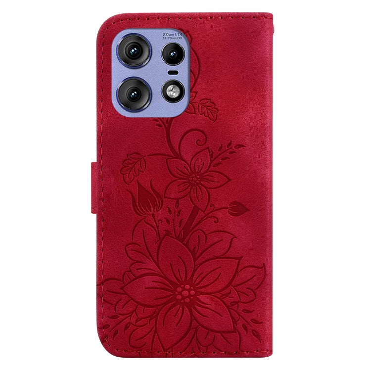 For Motorola Edge 50 Pro Lily Embossed Leather Phone Case