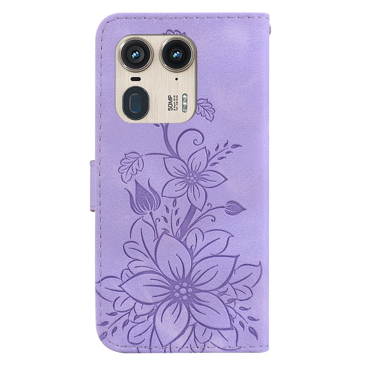 For Motorola Edge 50 Ultra Lily Embossed Leather Phone Case