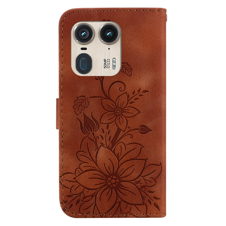 For Motorola Edge 50 Ultra Lily Embossed Leather Phone Case