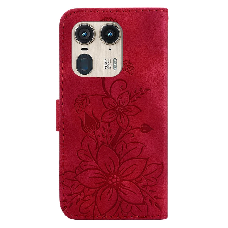 For Motorola Edge 50 Ultra Lily Embossed Leather Phone Case