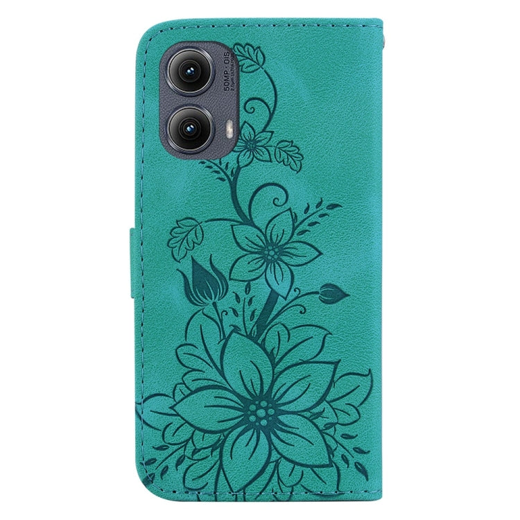 For Motorola Edge 2024 Lily Embossed Leather Phone Case
