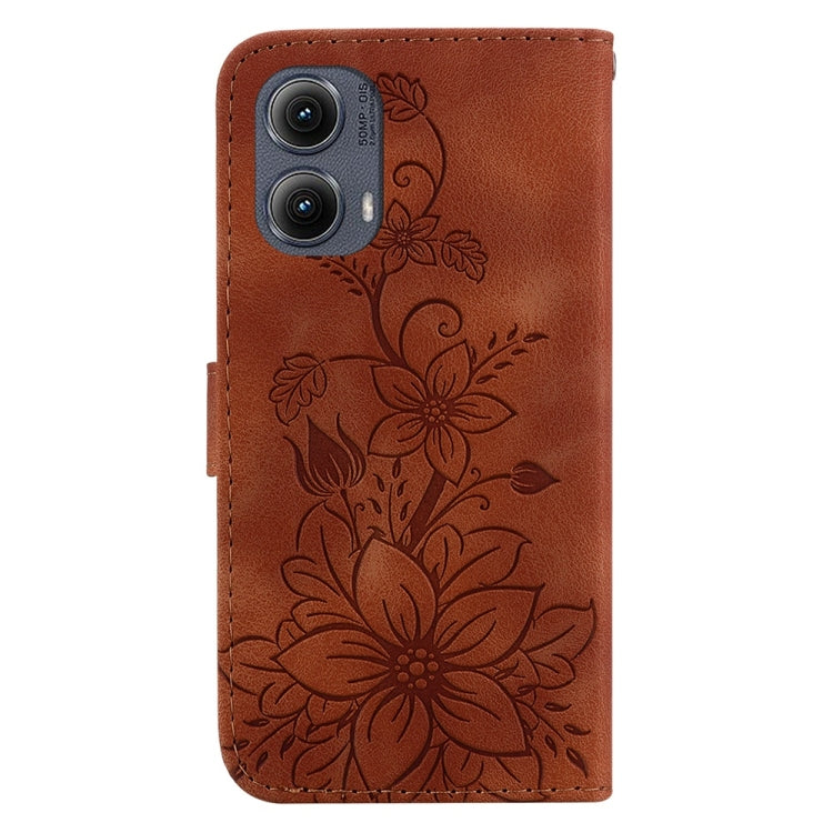 For Motorola Edge 2024 Lily Embossed Leather Phone Case