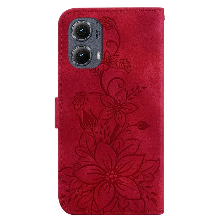 For Motorola Edge 2024 Lily Embossed Leather Phone Case