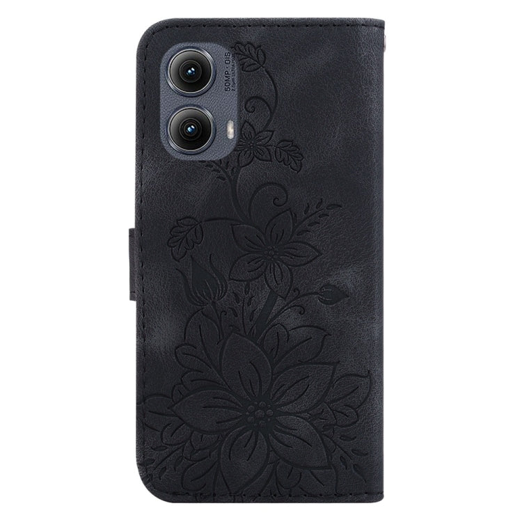 For Motorola Edge 2024 Lily Embossed Leather Phone Case