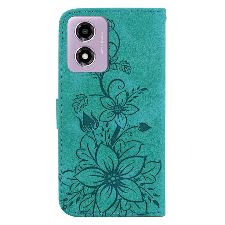 For Motorola Moto G04s / Moto E14 Lily Embossed Leather Phone Case