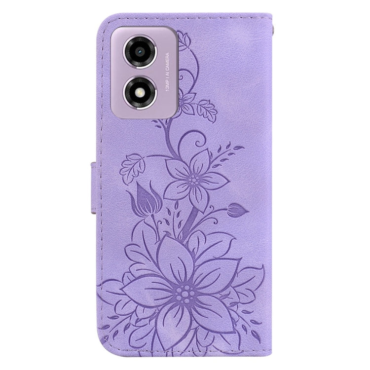 For Motorola Moto G04s / Moto E14 Lily Embossed Leather Phone Case