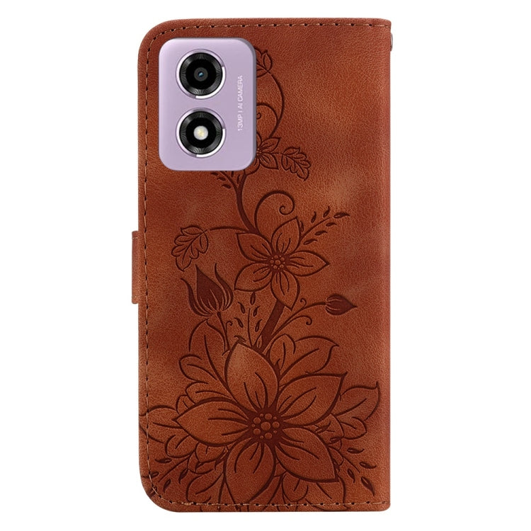 For Motorola Moto G04s / Moto E14 Lily Embossed Leather Phone Case