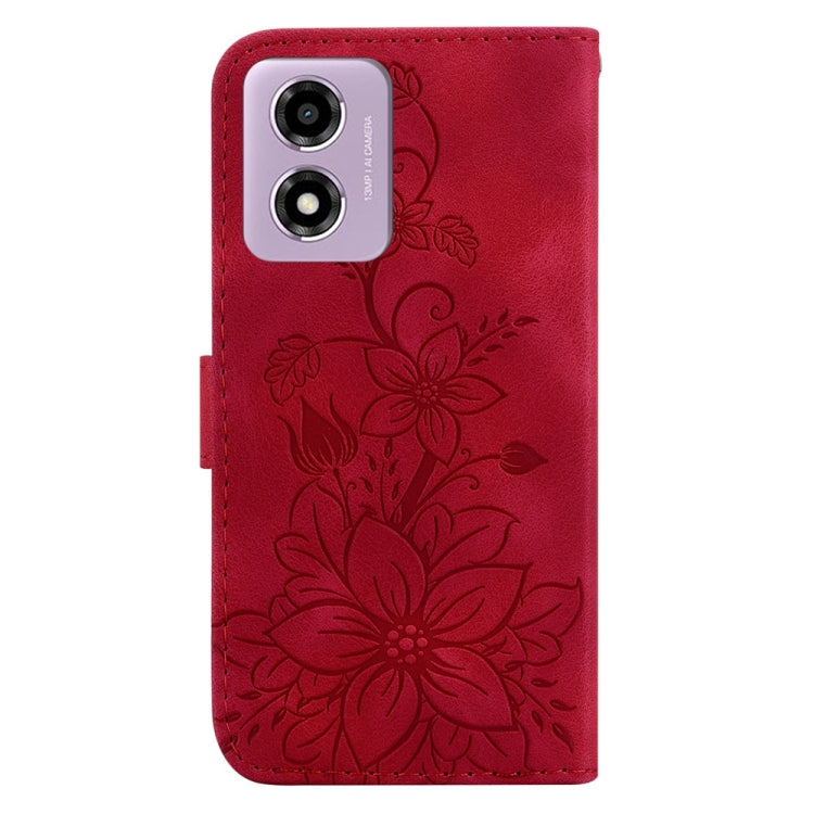 For Motorola Moto G04s / Moto E14 Lily Embossed Leather Phone Case