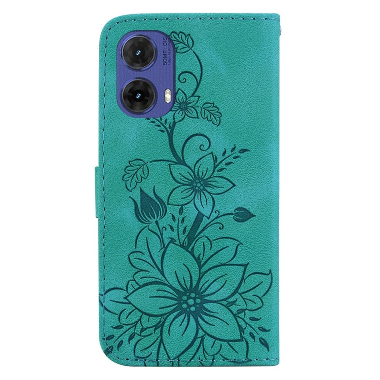 For Motorola Moto G85 Lily Embossed Leather Phone Case