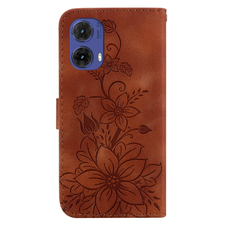 For Motorola Moto G85 Lily Embossed Leather Phone Case