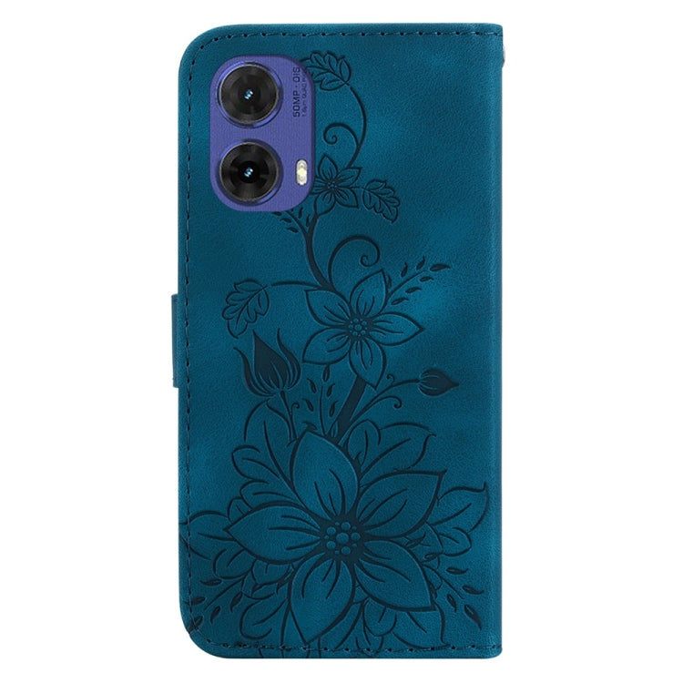 For Motorola Moto G85 Lily Embossed Leather Phone Case