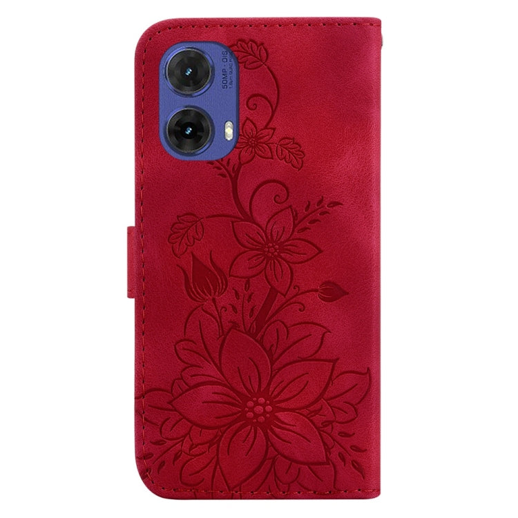 For Motorola Moto G85 Lily Embossed Leather Phone Case
