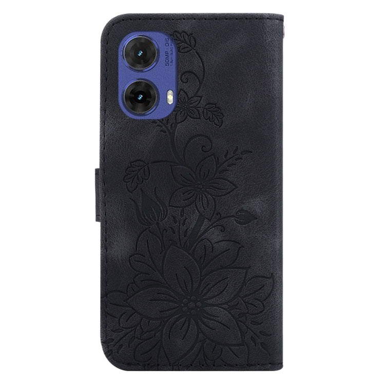 For Motorola Moto G85 Lily Embossed Leather Phone Case