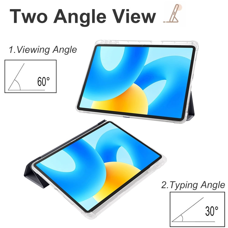 For Huawei MatePad 11.5S 3-folding Transparent TPU Smart Leather Tablet Case