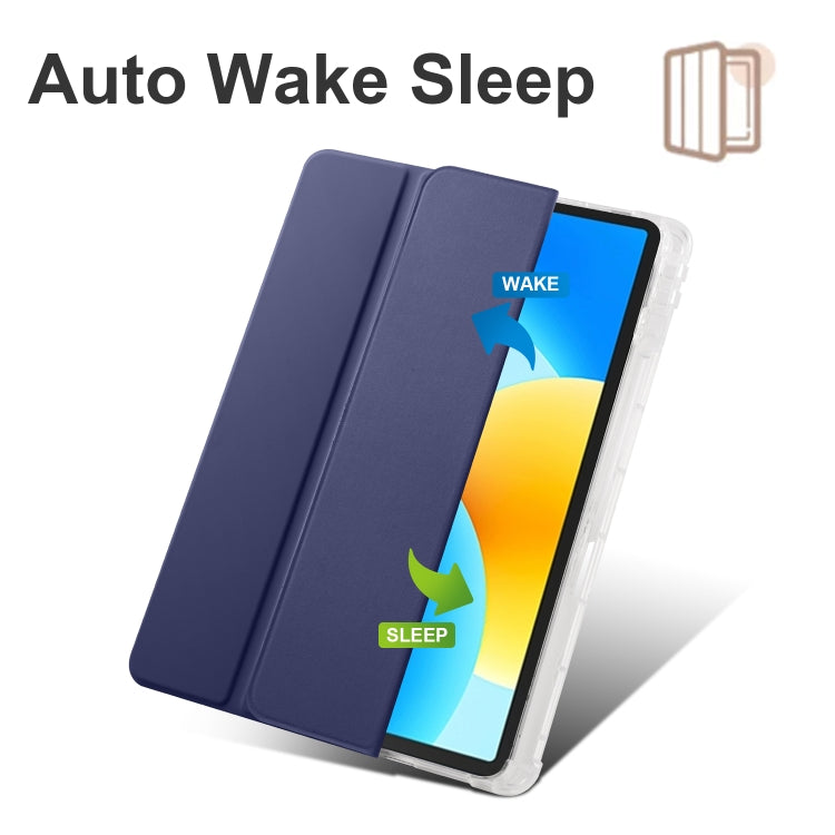 For Huawei MatePad 11.5S 3-folding Transparent TPU Smart Leather Tablet Case
