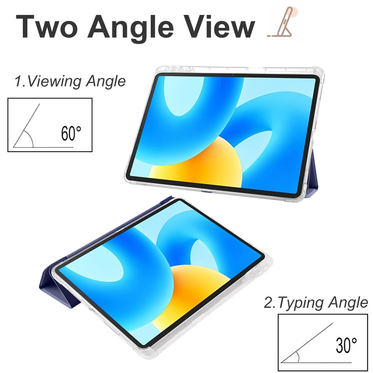 For Huawei MatePad 11.5S 3-folding Transparent TPU Smart Leather Tablet Case