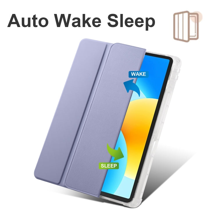 For Huawei MatePad 11.5S 3-folding Transparent TPU Smart Leather Tablet Case