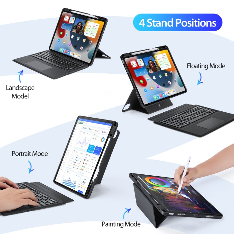 For iPad Pro 12.9 2022 / 2021 / 2020 DUX DUCIS DK Series Magnetic Wireless Bluetooth Keyboard Tablet Case(Black)