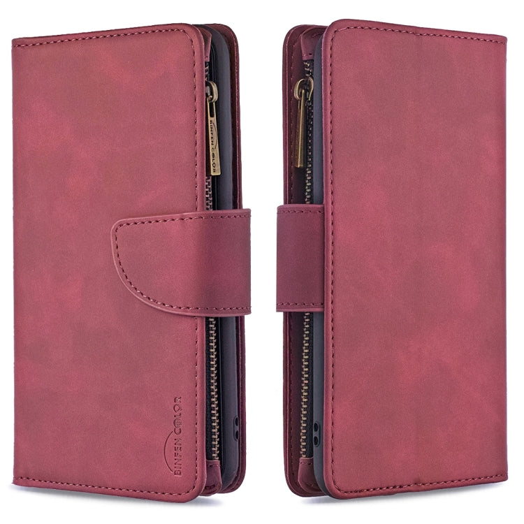 For iPhone SE 2022 / SE 2020 / 8 / 7 Skin Feel Detachable Magnetic Zipper Horizontal Flip PU Leather Case with Multi-Card Slots & Holder & Wallet & Photo Frame & Lanyard