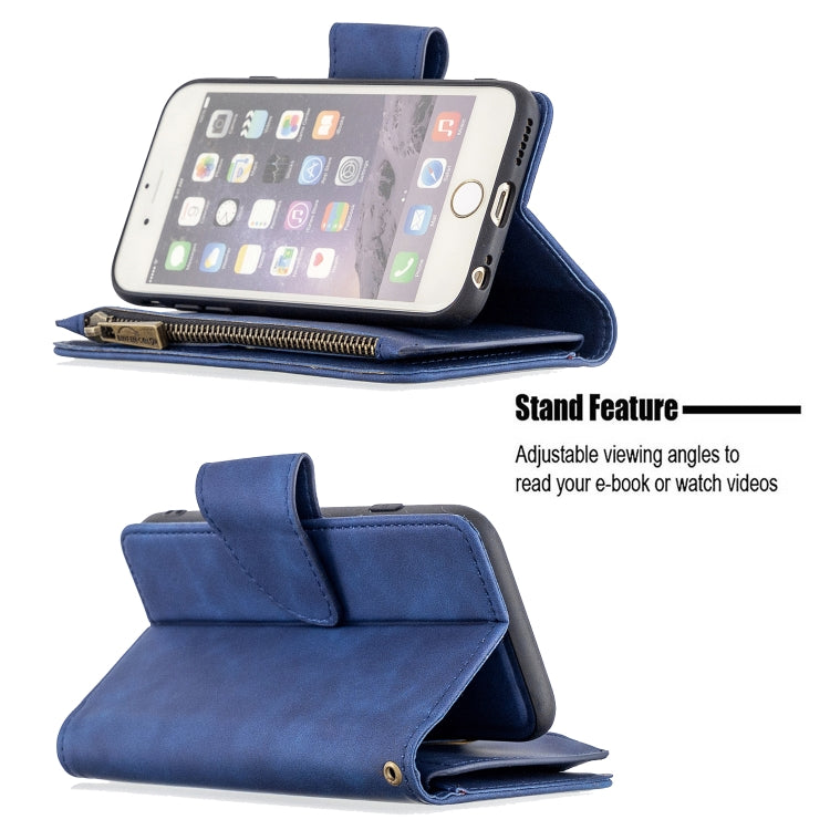 For iPhone 6 Skin Feel Detachable Magnetic Zipper Horizontal Flip PU Leather Case with Multi-Card Slots & Holder & Wallet & Photo Frame & Lanyard