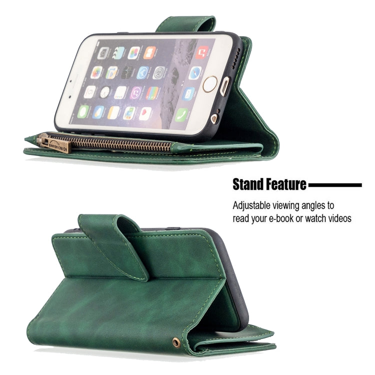 For iPhone 6 Skin Feel Detachable Magnetic Zipper Horizontal Flip PU Leather Case with Multi-Card Slots & Holder & Wallet & Photo Frame & Lanyard