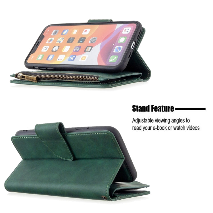 For iPhone 11 Pro Max Skin Feel Detachable Magnetic Zipper Horizontal Flip PU Leather Case with Multi-Card Slots & Holder & Wallet & Photo Frame & Lanyard