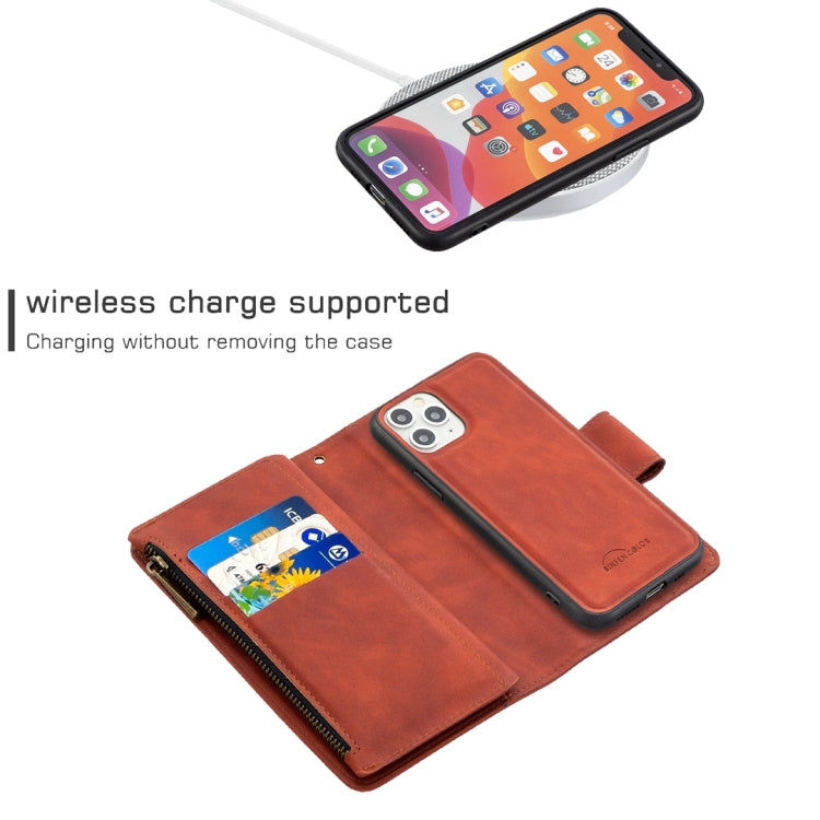 For iPhone 11 Pro Skin Feel Detachable Magnetic Zipper Horizontal Flip PU Leather Case with Multi-Card Slots & Holder & Wallet & Photo Frame & Lanyard