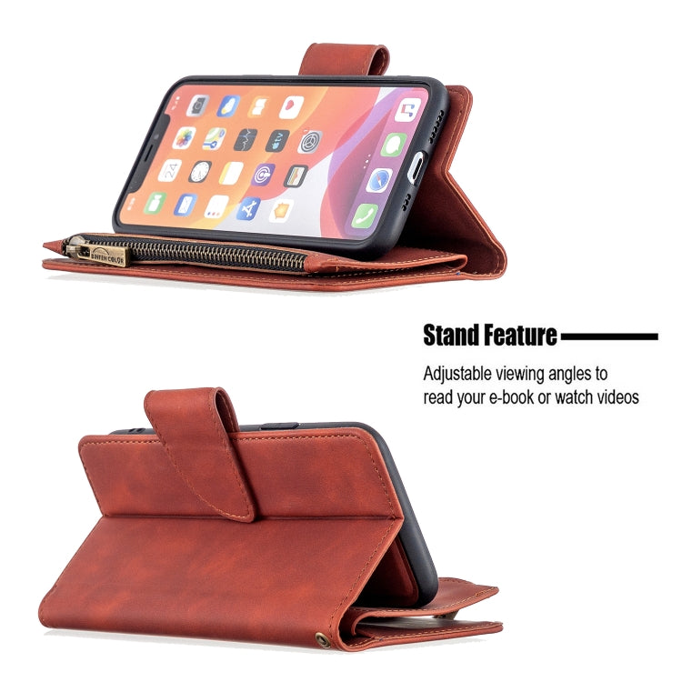 For iPhone 11 Pro Skin Feel Detachable Magnetic Zipper Horizontal Flip PU Leather Case with Multi-Card Slots & Holder & Wallet & Photo Frame & Lanyard