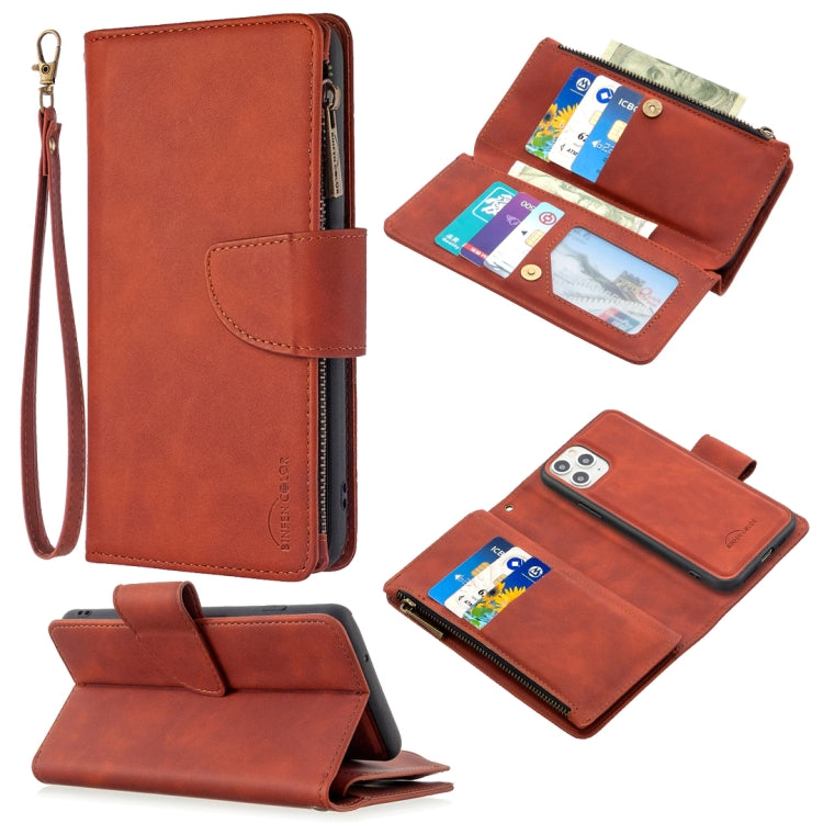 For iPhone 11 Pro Skin Feel Detachable Magnetic Zipper Horizontal Flip PU Leather Case with Multi-Card Slots & Holder & Wallet & Photo Frame & Lanyard