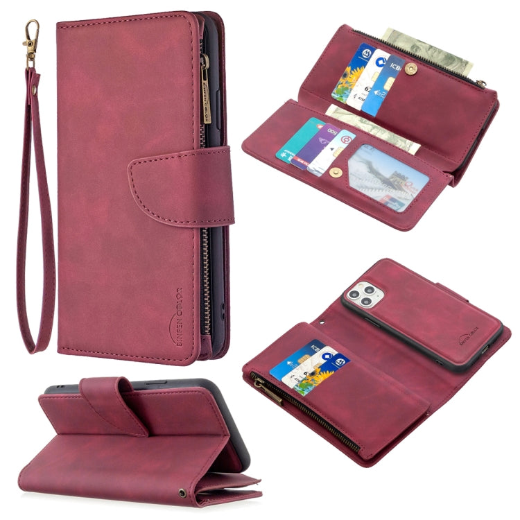 For iPhone 11 Pro Skin Feel Detachable Magnetic Zipper Horizontal Flip PU Leather Case with Multi-Card Slots & Holder & Wallet & Photo Frame & Lanyard